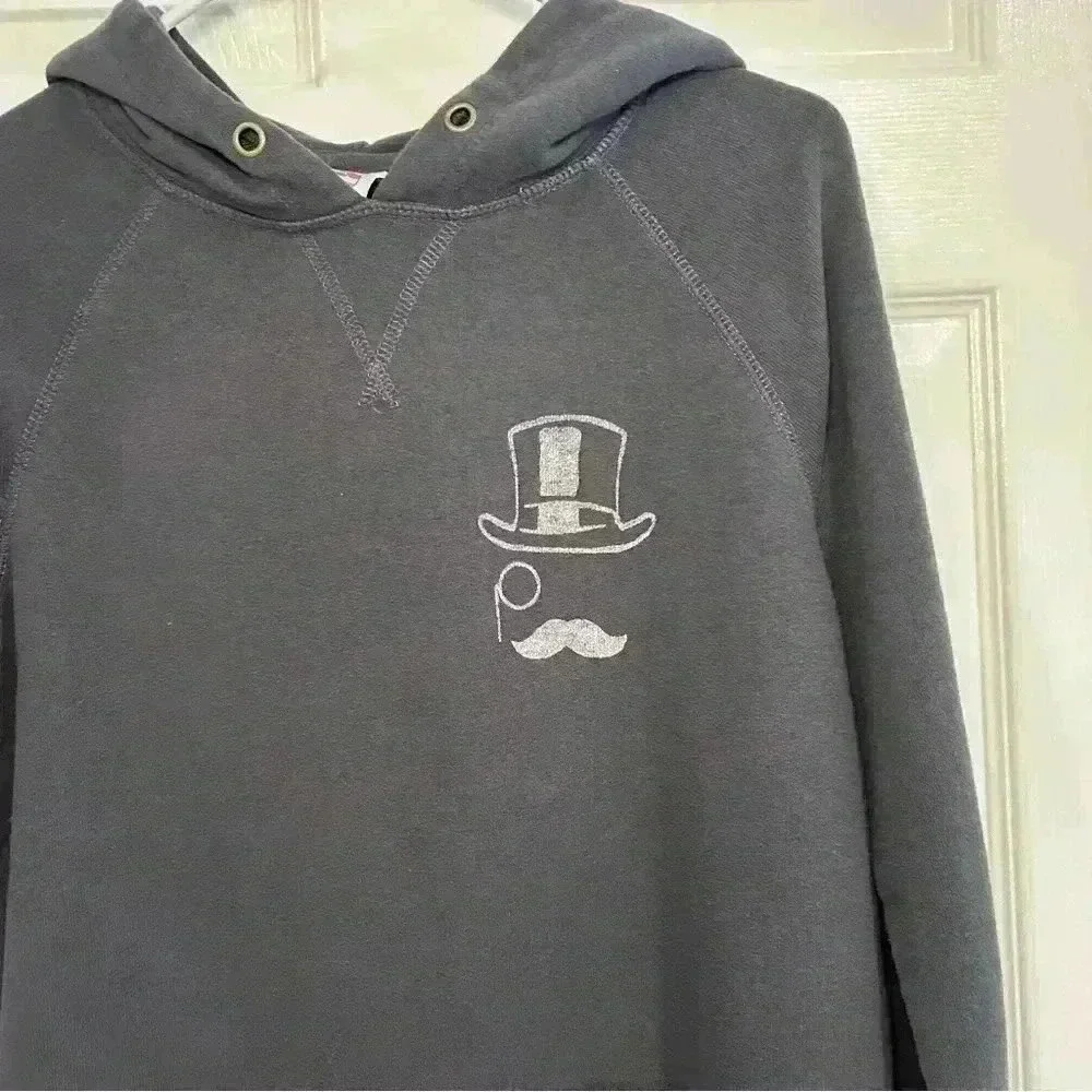 Monopoly Man Faded Black Hoodie Front Pocket Men Sz S Junk Food Game Night
